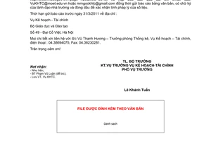 Công văn 1637/BGDĐT-KHTC trường trung cấp chuyên nghiệp nộp báo cáo thống kê