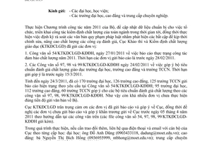 Công văn 207/KTKĐCLGD-KĐĐH đôn đốc gửi báo cáo hiện trạng đánh giá chất lượng