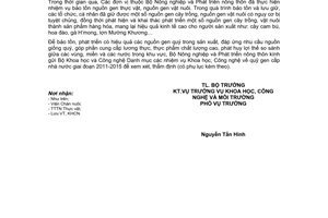 Công văn 1675/BNN-KHCN  đề xuất thực hiện nhiệm vụ Khoa học Công nghệ