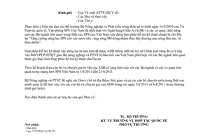 Công văn 1679/BNN-HTQT triển khai Hợp phần dự án Hỗ trợ kỹ thuật