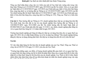 Công văn 1005/TCT-CS thực hiện Thông tư số 153/2010/TT-BTC