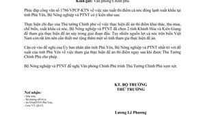 Công văn 819/BNN-QLCL về nhất trí với đề xuất của tỉnh Phú Yên tham gia vào đề á
