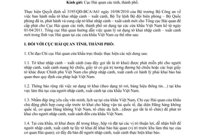 Công văn 1333/TCHQ-GSQL quản lý, sử dụng tờ khai nhập cảnh - xuất cảnh