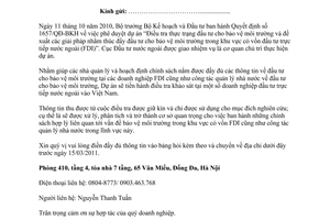 Công văn 81/ĐTNN-THTT đầu tư thực trạng đầu tư cho bảo vệ môi trường