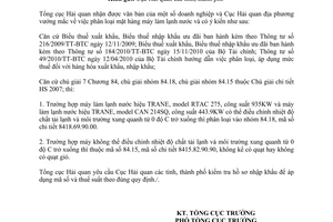 Công văn 898/TCHQ-TXNK phân loại máy làm lạnh nước