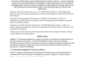 Circular No. 15/2011/TT-BTNMT amending and supplementing a number of articles