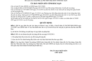 Quyết định 752/QĐ-UBND bãi bỏ quy định thu phí xây dựng