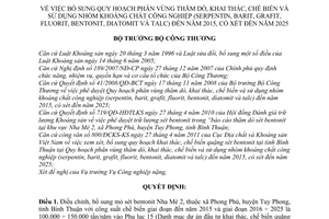 Quyết định 2083/QĐ-BCT bổ sung quy hoạch phân vùng thăm dò, khai thác, chế biến