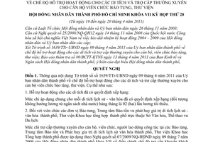 Nghị quyết 01/2011/NQ-HĐND chế độ hỗ trợ hoạt động cho các di tích