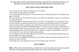 Quyết định 08/2011/QĐ-UBND điều chỉnh chi phí nhân công, máy thi công