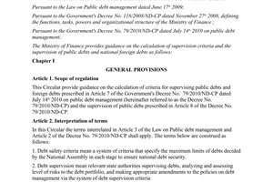 Circular No. 56/2011/TT-BTC providing guidance on the calculation of supervision