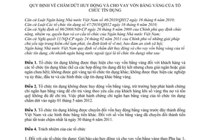 Thông tư 11/2011/TT-NHNN  chấm dứt huy động và cho vay vốn bằng vàng