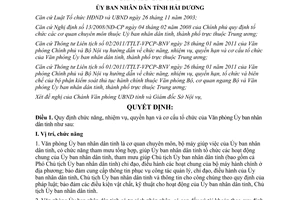 Quyết định 10/2011/QĐ-UBND chức năng nhiệm vụ quyền hạn cơ cấu Văn phòng UBND