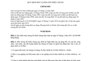 Nghị định 22/2011/NĐ-CP mức lương tối thiểu chung