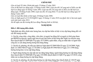 Nghị định 23/2011/NĐ-CP điều chỉnh mức lương hưu, trợ cấp bảo hiểm xã hội