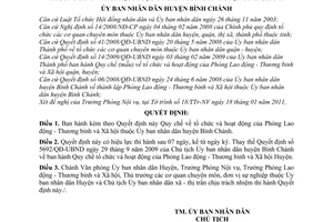 Quyết định 09/2011/QĐ-UBND Quy chế tổ chức và hoạt động Phòng Lao động