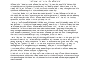 Chỉ thị 48/CT-BVHTTDL năm 2011 tổ chức thực hiện Chiến lược phát triển thể dục