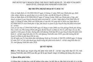 Quyết định 457/QĐ-BKHĐT phê duyệt quy hoạch tổng thể phát triển kinh tế