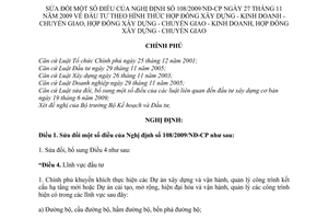 Nghị định 24/2011/NĐ-CP sửa đổi Nghị định 108/2009/NĐ-CP đầu tư theo hình thức