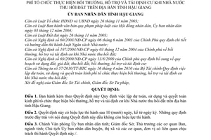Quyết định 14/2011/QĐ-UBND thường hỗ trợ và tái định cư khi Nhà nước thu hồi đất