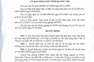 Quyết định 628/QĐ-UBND 2011 Quy trình vận hành hồ chứa thủy điện Đakrông 1 Quảng Trị