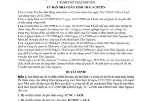 Quyết định 15/2011/QĐ-UBND hệ số điều chỉnh dự toán do tăng mức lương tối thiểu