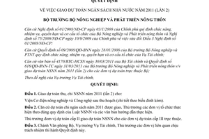 Quyết định 443/QĐ-BNN-TC năm 2011 giao dự toán ngân sách nhà nước lần 2
