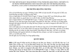 Quyết định 1610/QĐ-BCT  bổ sung quy hoạch phân vùng thăm dò, khai thác