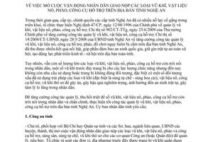 Chỉ thị 13/2011/CT-UBND vận động nhân dân giao nộp các loại vũ khí vật liệu nổ pháo công cụ hỗ trợ Nghệ An