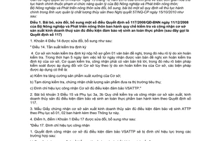 Thông tư 23/2011/TT-BNNPTNT sửa đổi, bãi bỏ thủ tục hành chính