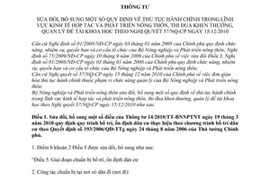 Thông tư 22/2011/TT-BNNPTNT sửa đổi thủ tục hành chính