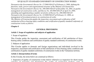 Circular No. 03/2011/TT-BXD guiding the inspection, assessment and certification