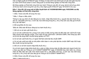 Thông tư 20/2011/TT-BNNPTNT sửa đổi, bãi bỏ thủ tục hành chính