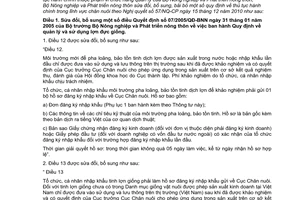 Thông tư 19/2011/TT-BNNPTNT sửa đổi, bãi bỏ thủ tục hành chính