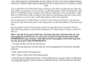 Thông tư 17/2011/TT-BNNPTNT sửa đổi, bãi bỏ thủ tục hành chính