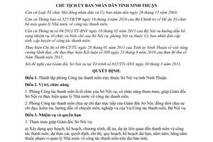 Quyết định 769/QĐ-UBND 2011 thành lập phòng Công tác thanh niên trực thuộc Sở Nội vụ Ninh Thuận