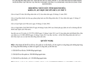 Nghị quyết 04/2011/NQ-HĐND hỗ trợ người có công đang nuôi dưỡng tập trung Khánh Hòa