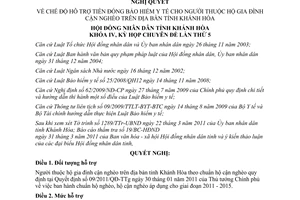 Nghị quyết 05/2011/NQ-HĐND hỗ trợ tiền đóng bảo hiểm y tế gia đình cận nghèo Khánh Hoà