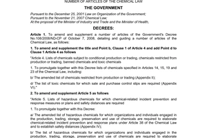 Decree No. 26/2011/ND-CP amending and supplementing a number of articles of the