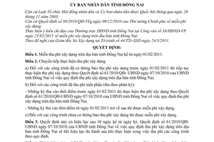 Quyết định 25/2011/QĐ-UBND miễn phí xây dựng trên địa bàn tỉnh Đồng Nai