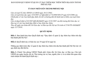 Quyết định 14/2011/QĐ-UBND quản lý dạy thêm học thêm