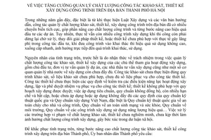 Chỉ thị 07/CT-UBND tăng cường quản lý chất lượng công tác khảo sát