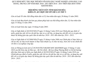 Nghị quyết 07/2011/NQ-HĐND mức thu học phí giáo dục nghề nghiệp cao đẳng trung cấp Khánh Hòa