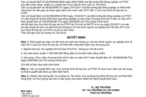 Quyết định 479/QĐ-BNN-TC dự toán chi tiết kinh phí Chương trình bố trí dân cư