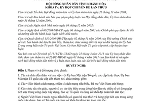 Nghị quyết 08/2011/NQ-HĐND chi đón tiếp thăm hỏi chúc mừng đối với một số đối tượng Khánh Hòa