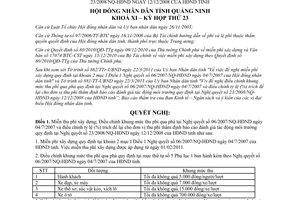 Nghị quyết 03/2011/NQ-HĐND miễn phí xây dựng