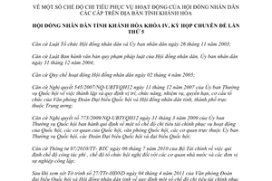 Nghị quyết số 10/2011/NQ-HĐND chế độ chi tiêu phục vụ hoạt động HĐND các cấp