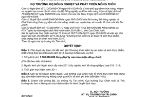 Quyết định 467/QĐ-BNN-TC Chương trình kiểm tra an toàn vệ sinh thực phẩm