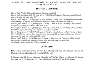 Quyết định 518/QĐ-TTg điều chỉnh giao dự toán chi thực hiện Chương trình