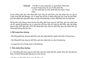 Công văn 1733/HĐPH hướng dẫn khen thưởng công tác phổ biến giáo dục pháp luật